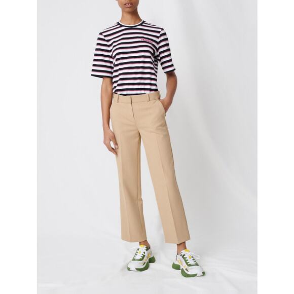 Maje Beige Tailored Straight Leg Mid Rise Trouser Pants Size 34 - Picture 1 of 6